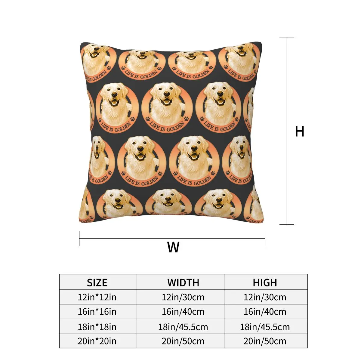 Life Is Golden Retrievers Square Pillowcase Pillow Cover Cushion Zip Decorative Comfort Throw Pillow for Home Car