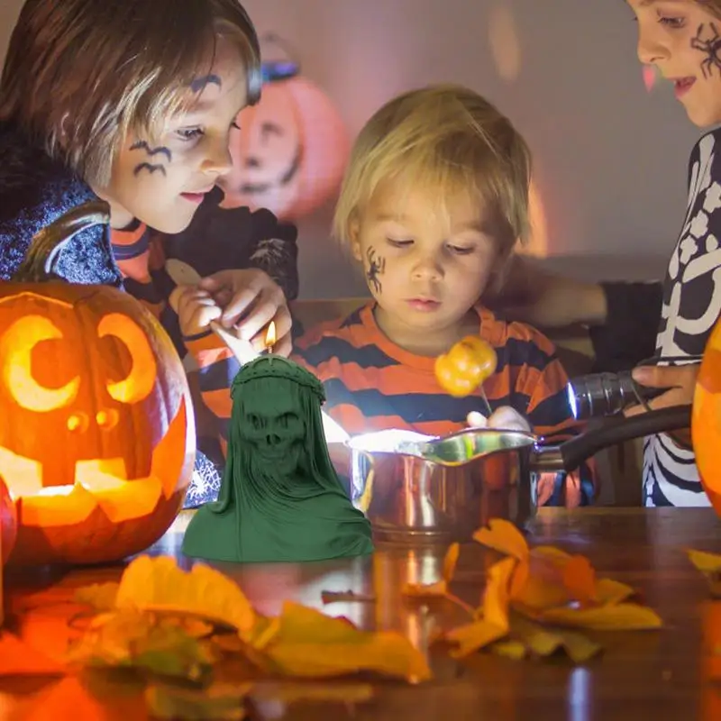 الإبداعية المحجبات الجمجمة الملك شمعة سيليكون قالب الإغاثة DIY بها بنفسك الروائح شمعة قالب هالوين ديكور حفلة هدايا الشوكولاته