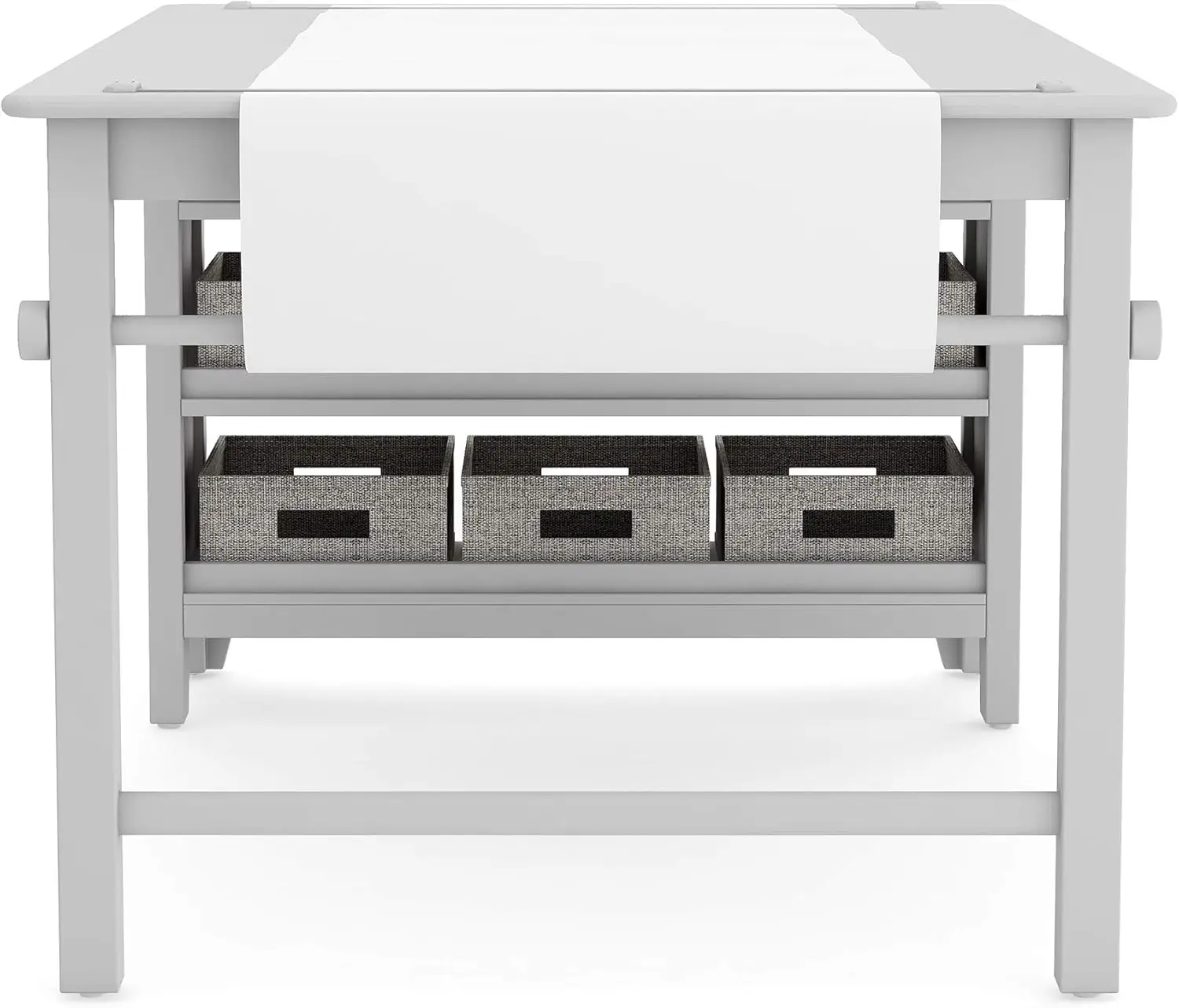 Set tavolo e sgabello d'arte per bambini Stewart (grigio)-scrivania da disegno e pittura in legno con rullo di carta, bicchieri di vernice e Craf rimovibile