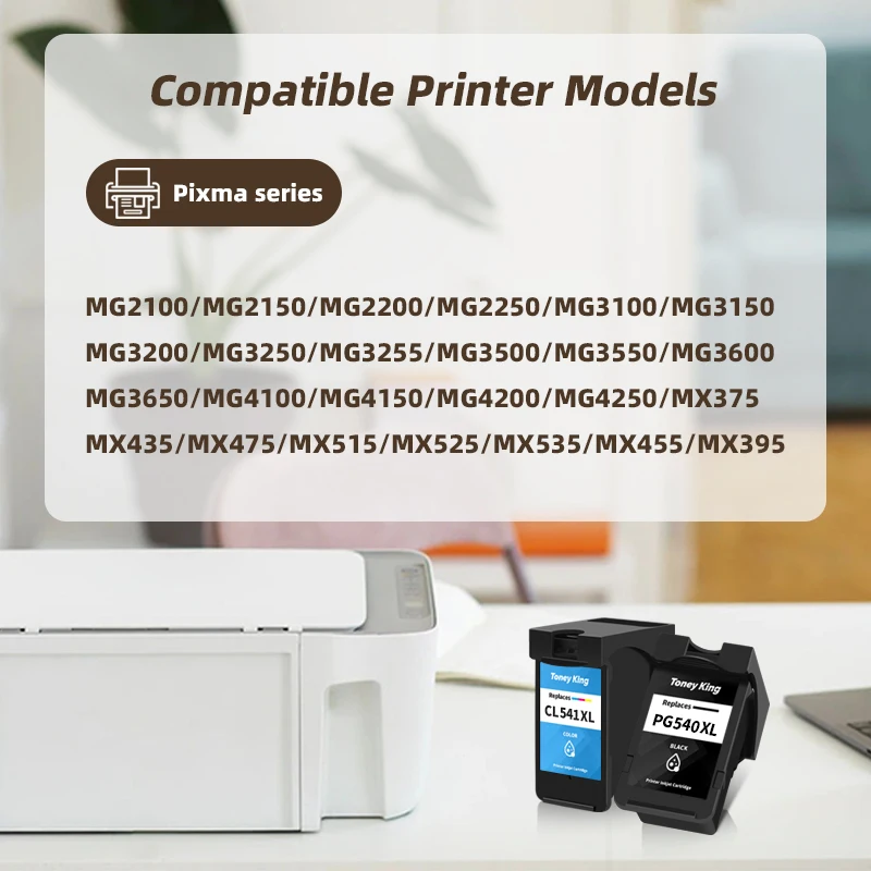 TONEY KING Ink Cartridge Compatible For 540XL PG540 XL CL541 XL  Canon PIXMA MG3500 MG3550 MG3600 MG3650 MG4100 MG4150 MG4200