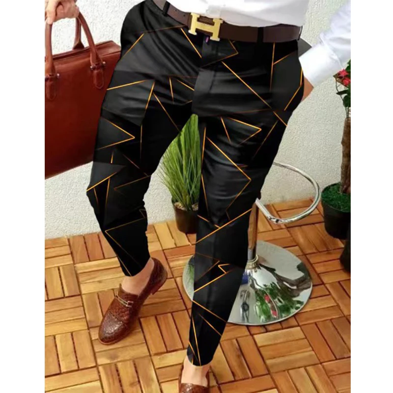 Casual Plaid pants men Pencil Pant Spring Autumn Print Trousers Mid Waist Jogger Men\'s Suit Pants 28 Colors Fashion Streetwear