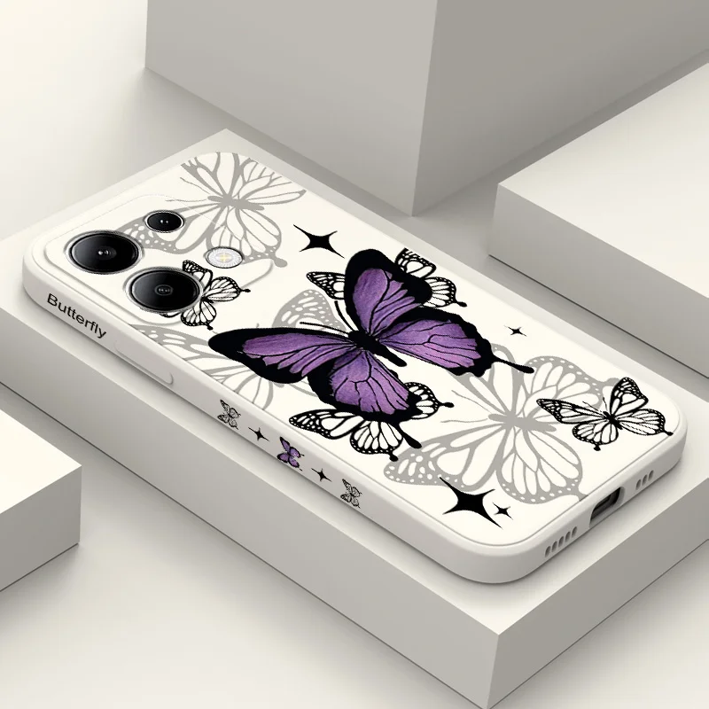 Flying Butterfly Phone Case For Xiaomi Redmi Note 14 13 12 12S 11 11S 10 10S 9 9S Pro Plus 4G 5G Liquid Silicone Cover