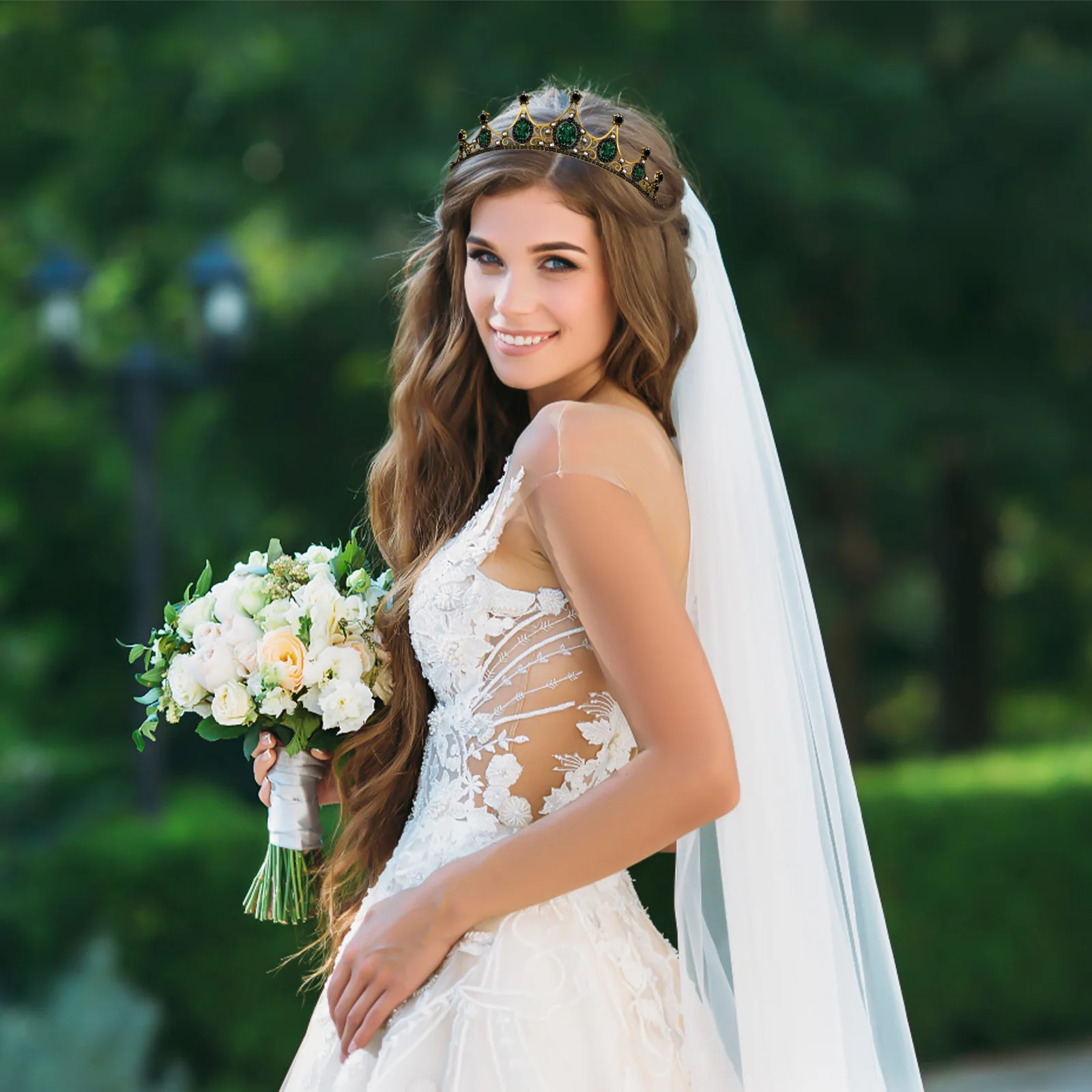 

Elegant Alloy Crown Wedding Bridal Tiara Hair Hoop Vintage Baroque Lightweight Durable Jewelry for Parties Engagement