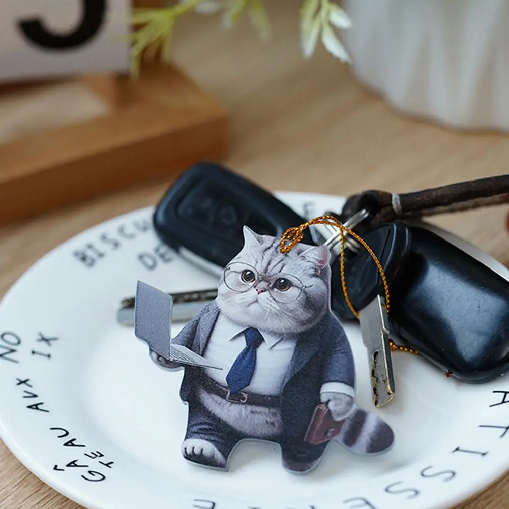 Novo acrílico plano enfrentando pote-belezado gato pingente pendurado acessórios interiores decoração veículo carro ornamento acrílico gato ornamentad