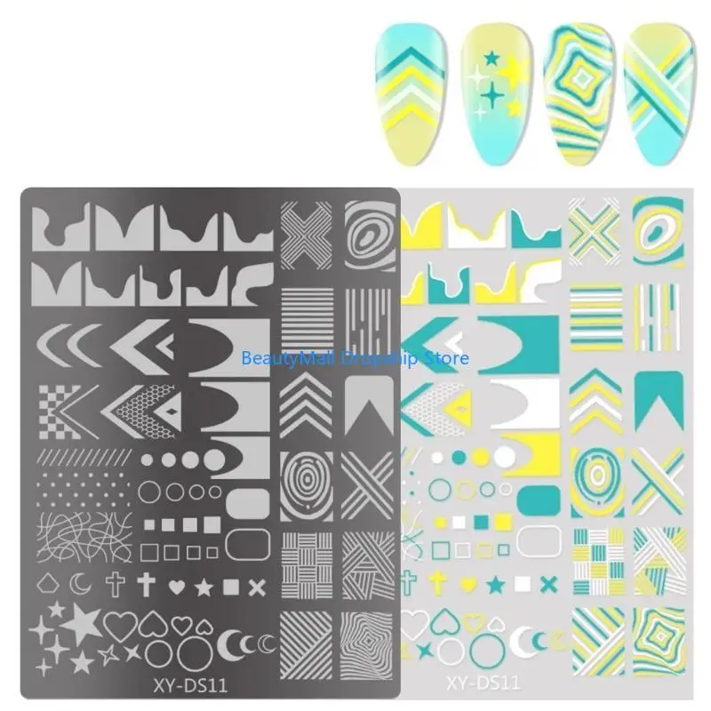40JD French Nails Template Flowers Nails Stamps Stencils Lines Nails Stamping Plates