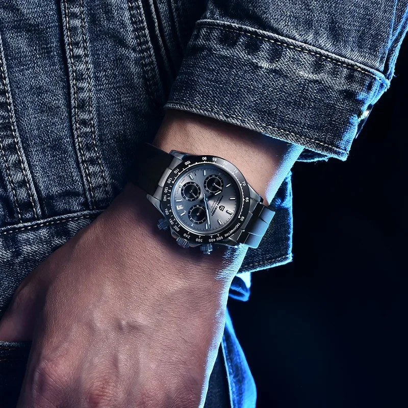 PAGANI DESIGN Men's 40MM Quartz Wristwatch Multifunctional Chronograph Sapphire Crystal Waterproof Classic Casual Watch