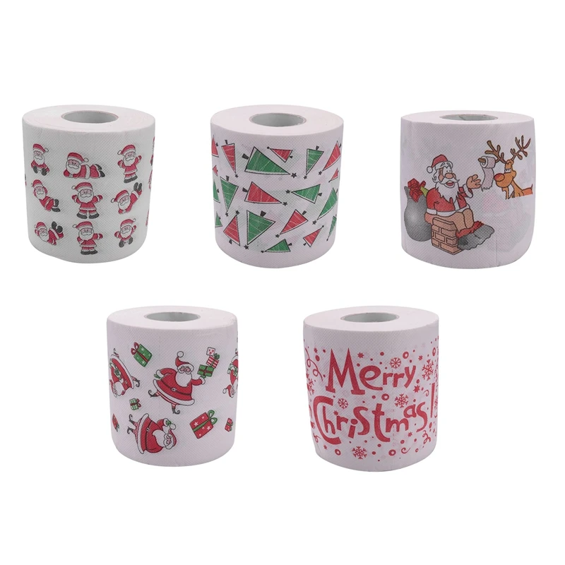 

5 Styles Santa Claus Paper Roll Tissue Paper Towels Christmas Decorations Xmas Santa Office Room Toilet Paper 5 Roll