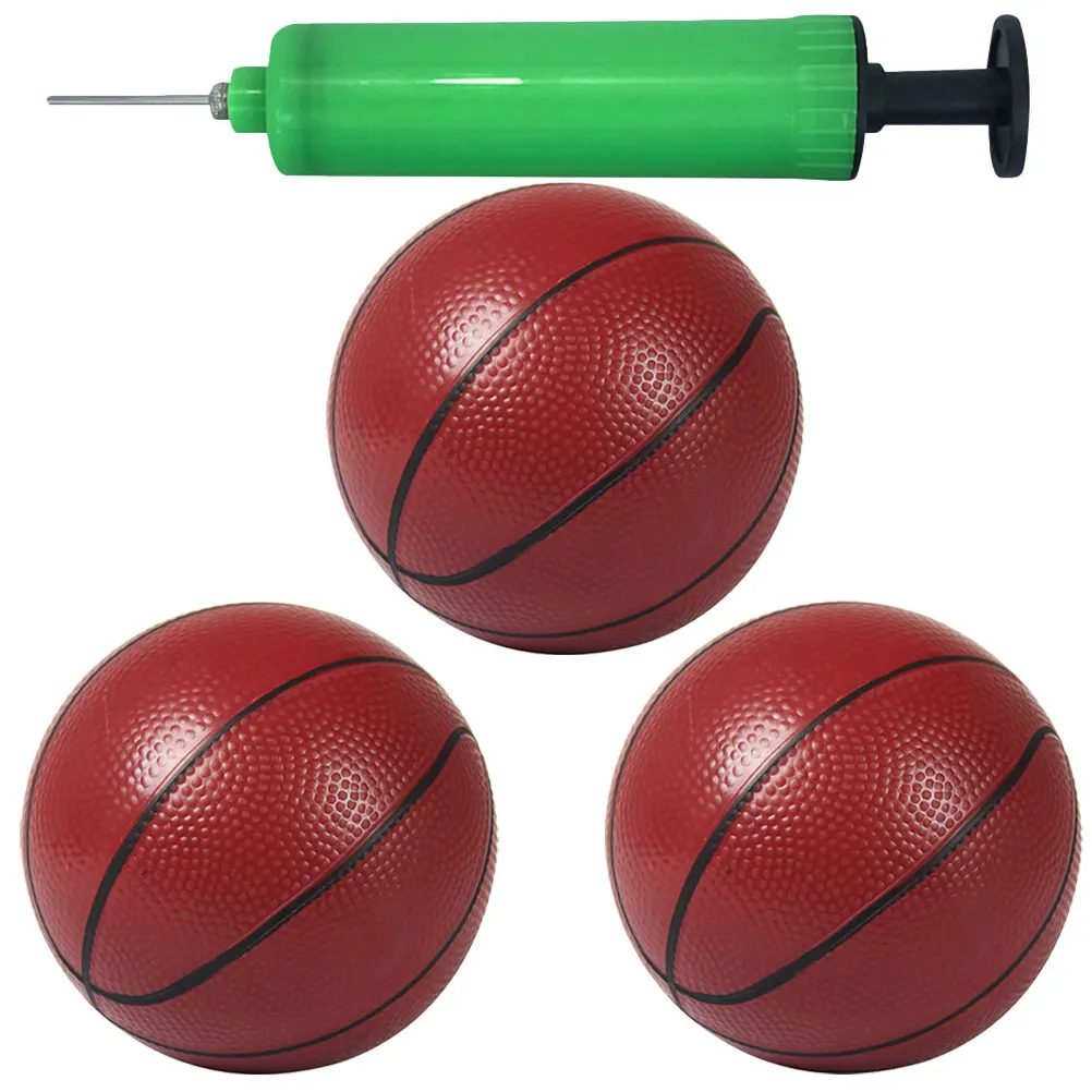 3 個ミニバスケットボールおもちゃインフレータブルボール PVC パッティングボールスポーツアクセサリーランダムカラーインフレーター付き