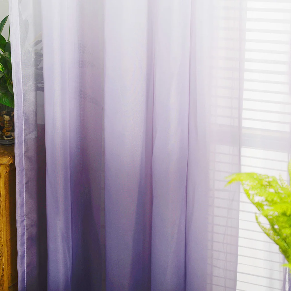 التدرج الأرجواني نافذة شير الستار شاشة الباب وشاح الستائر الستارة لديكور الغرفة النمط الرعوي الخصوصية ضوء تصفية