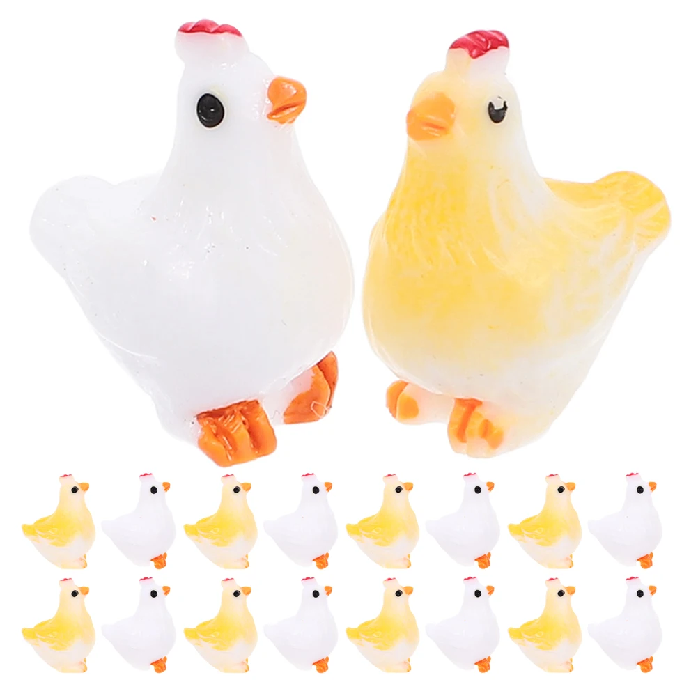 

30pcs Animal Statues Resin Figurines Farm Chickens Decor Durable Detailed Garden Rooster Decoration Accessories