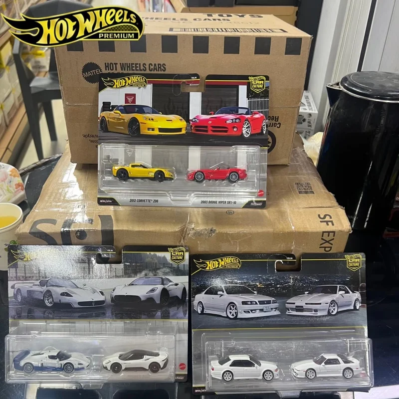 Hot Wheels Premium HBL96-W 2-Pack Series,Corvette Dodge Maserati Toyota Chaser/Supra,1:64 Diecast Collection Gift Toys for