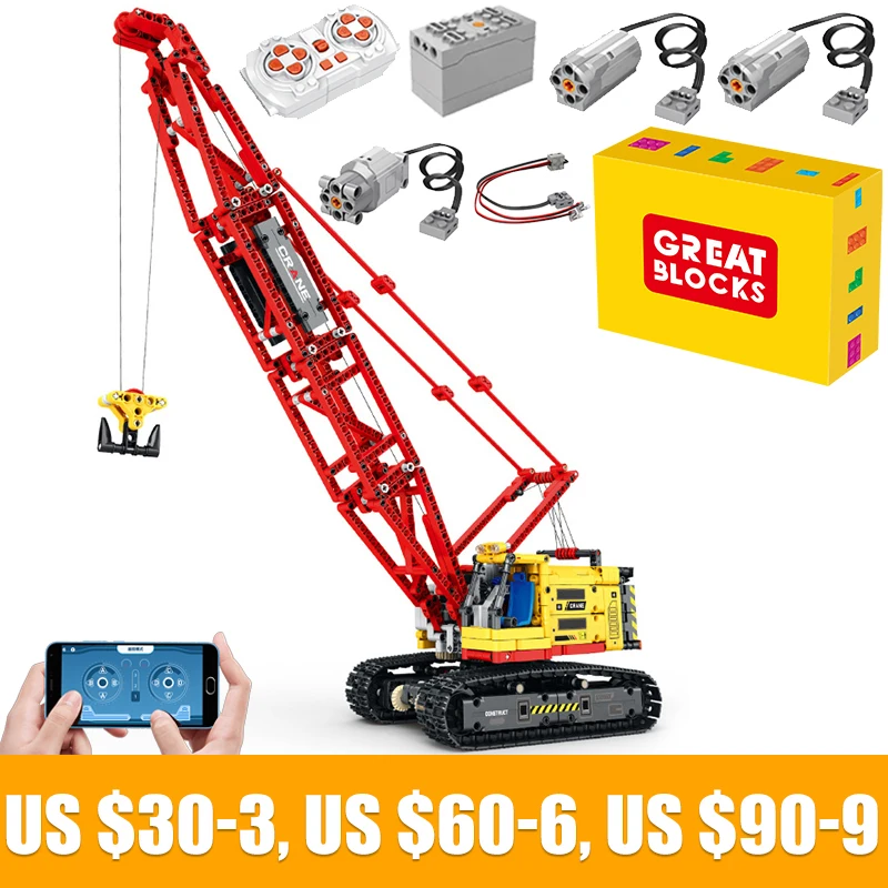 

Technical RC APP Control Crawler Crane Car MOC Model High-Tech Building Blocks Bricks Kids Birthday Toys Christmas Gifts 22006