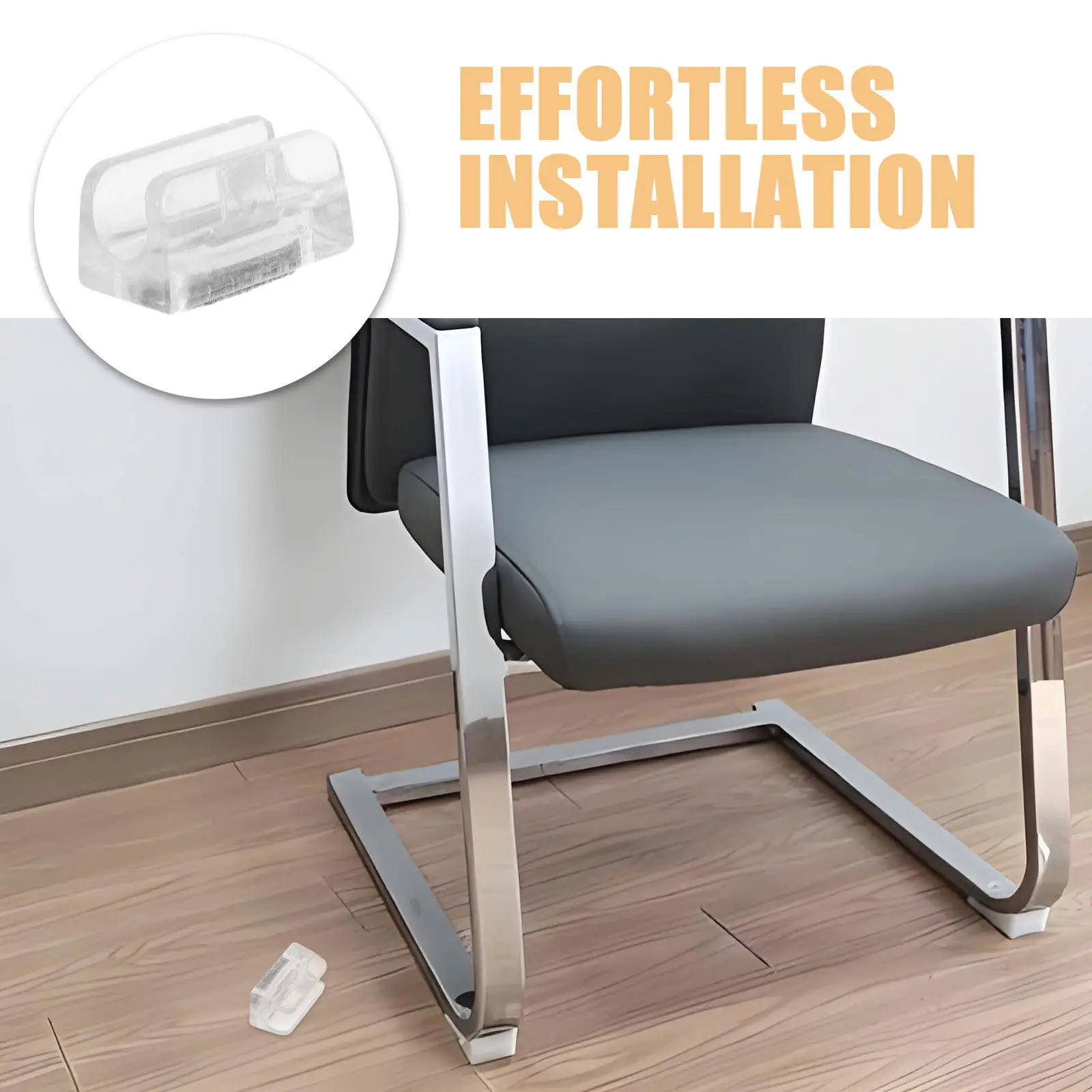 8Pcs U-Shaped Chair Leg Protectors Felt Bottom Clip-on for 12Mm Round Tubes Chair Feet Caps for Tile Hardwood Parquet Floors