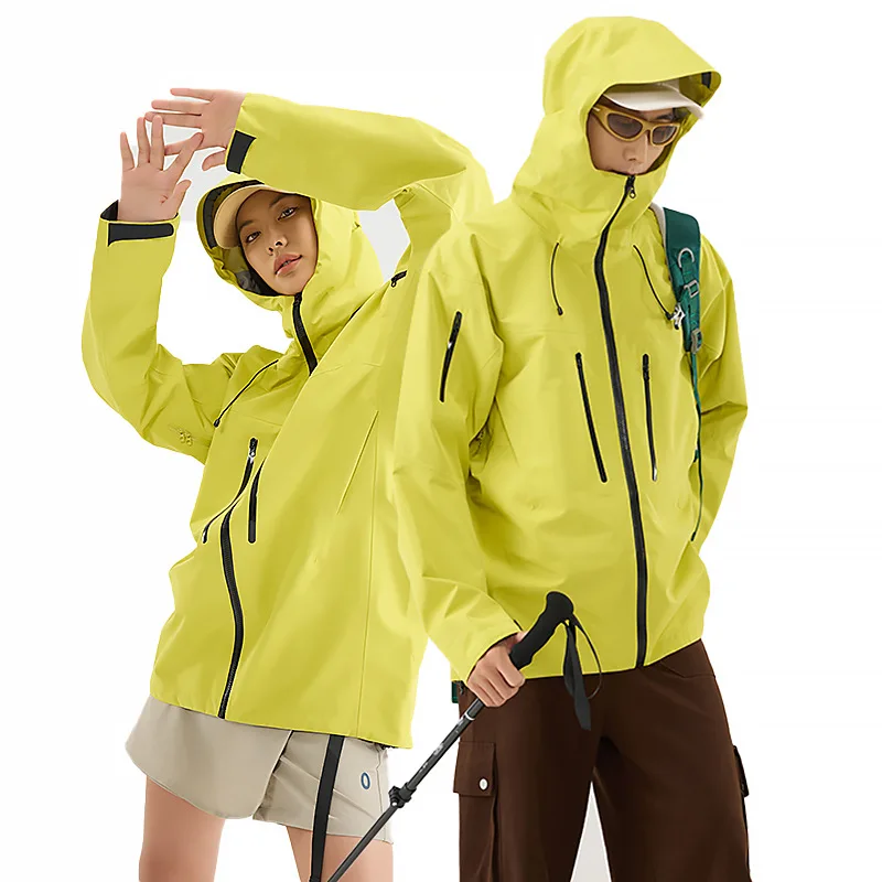 MAQVOB EU US Size Hard Shell Jacket Waterproof Single Layer Laminated Outdoor Jacket for Men Hiking and Climbing Rain Coat