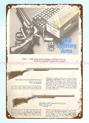 kitchen wall art H R Firearms Sporting Arms Hunting gun rifle metal tin sign