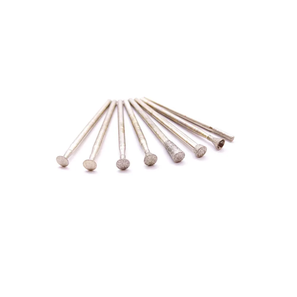 5 Buah 10 Buah 2.35/3MM Batang Dia 1MM-10MM T Jenis Tipis Potong Berlian Gerinda Diameter Kepala Putar Ukiran Poles Alat Pemotong