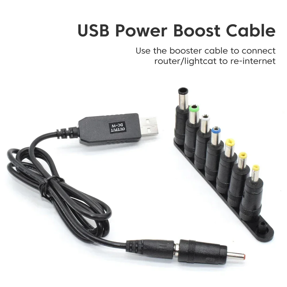 WiFi Power Bank Cable USB to DC 5V/12V Boost Converter Cord Portable Charging Adapter for Router Modem Speaker