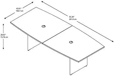 Conference Table for 6-8 People with Wood Base in Hansen Cherry Boat Shaped 8 Foot Desk for Office Boardrooms