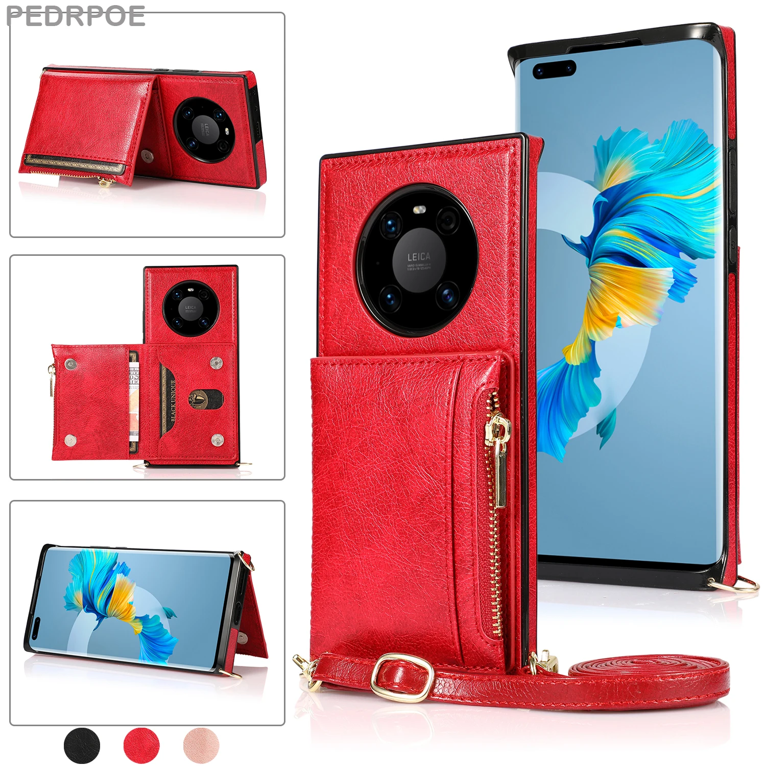 

Luxury Leather Case For Huawei Mate 40 Pro Mate30 Mate20 P40 P30Lite Wallet Case Card Phone Cover Backpack phone Protective Case
