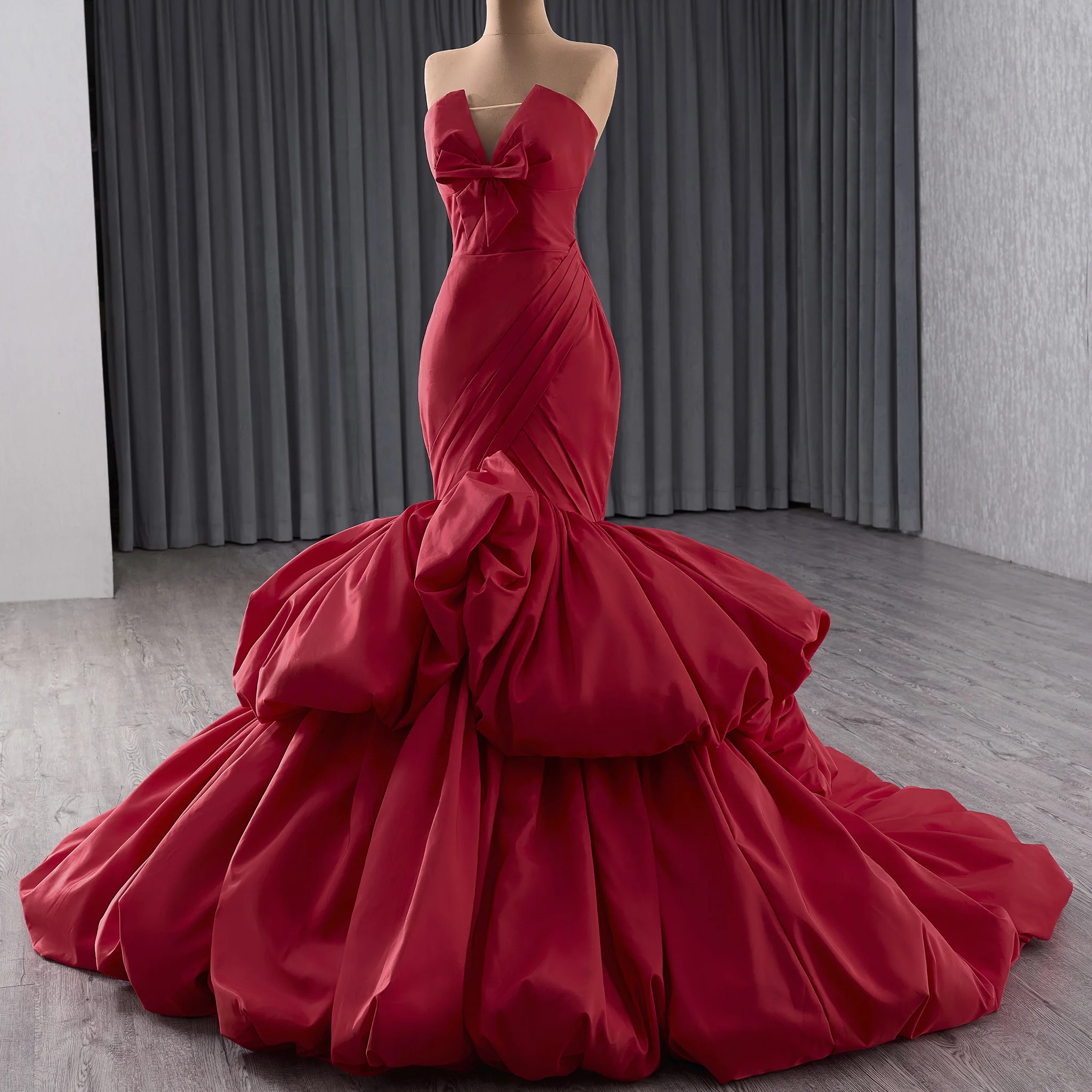 Rosymae bretelles sirène rouge robe de mariée trompette jupe bouffante robe de mariée vestidos de boda para fiestas