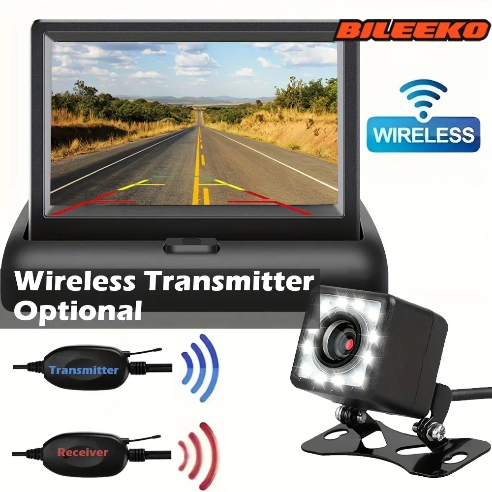 Bileeko Foldable Rear View Kit - Wireless Backup Camera with Reverse Assist for Cars/SUVs/Pickups