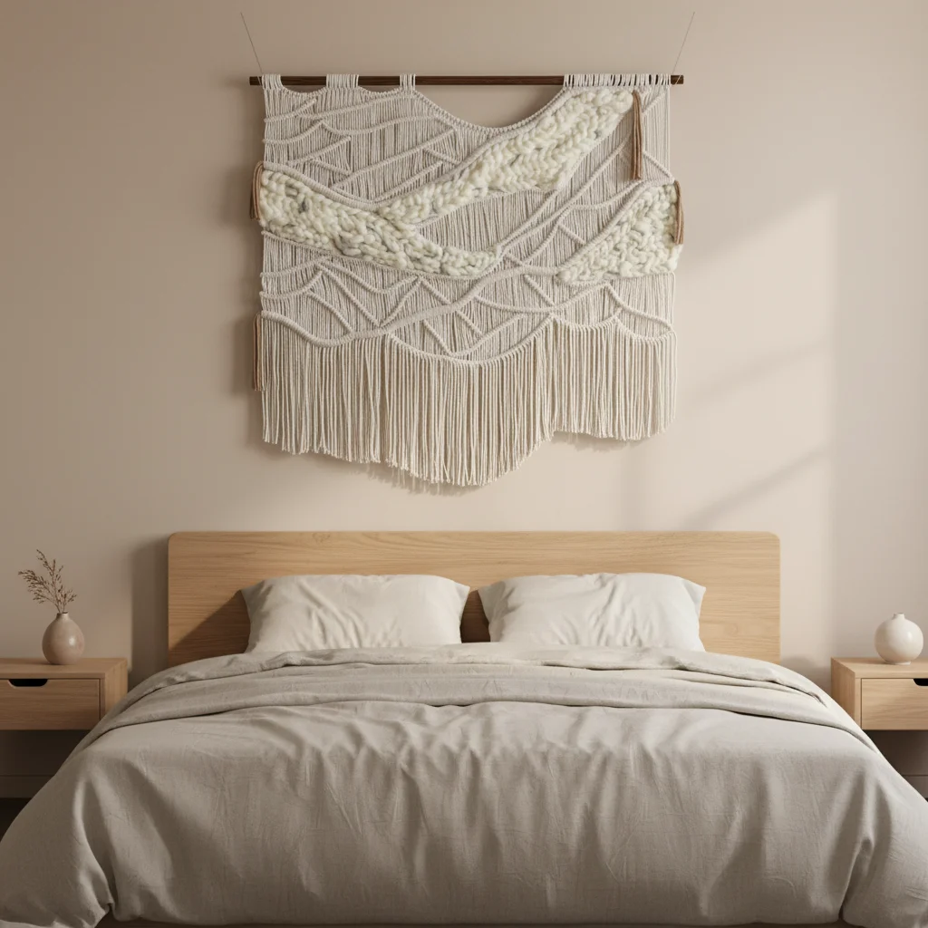 Champagne Gold Braided Wall Hanging | Luxury Metallic Macrame Decor | Multi-Tassel Fiber Sculpture
