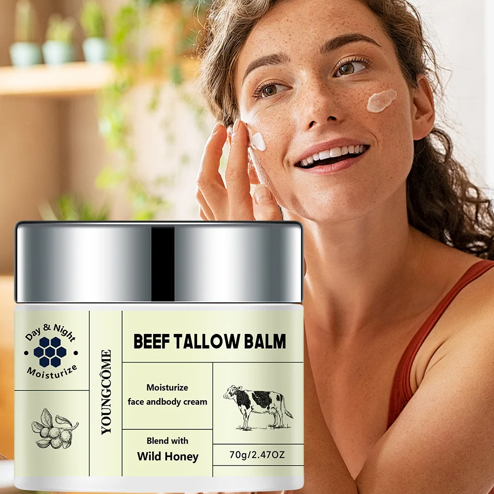 

Beef Tallow Paste Deeply Moisturizer Brightening Wrinkle Remover Grass Fed Tallow Wild Honey Face Body Cream Skin Car
