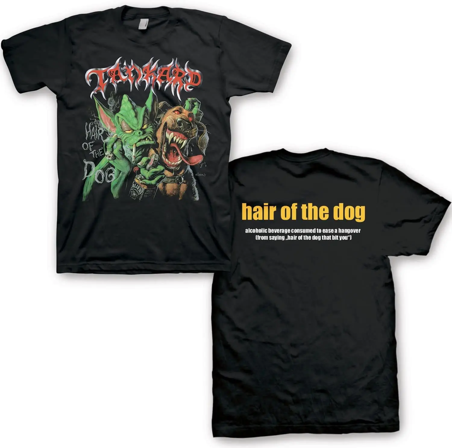 Tankard Hair of The Dog Front & Back Print Mens Short Sleeve T Shirt Vintage Style Graphic Tees