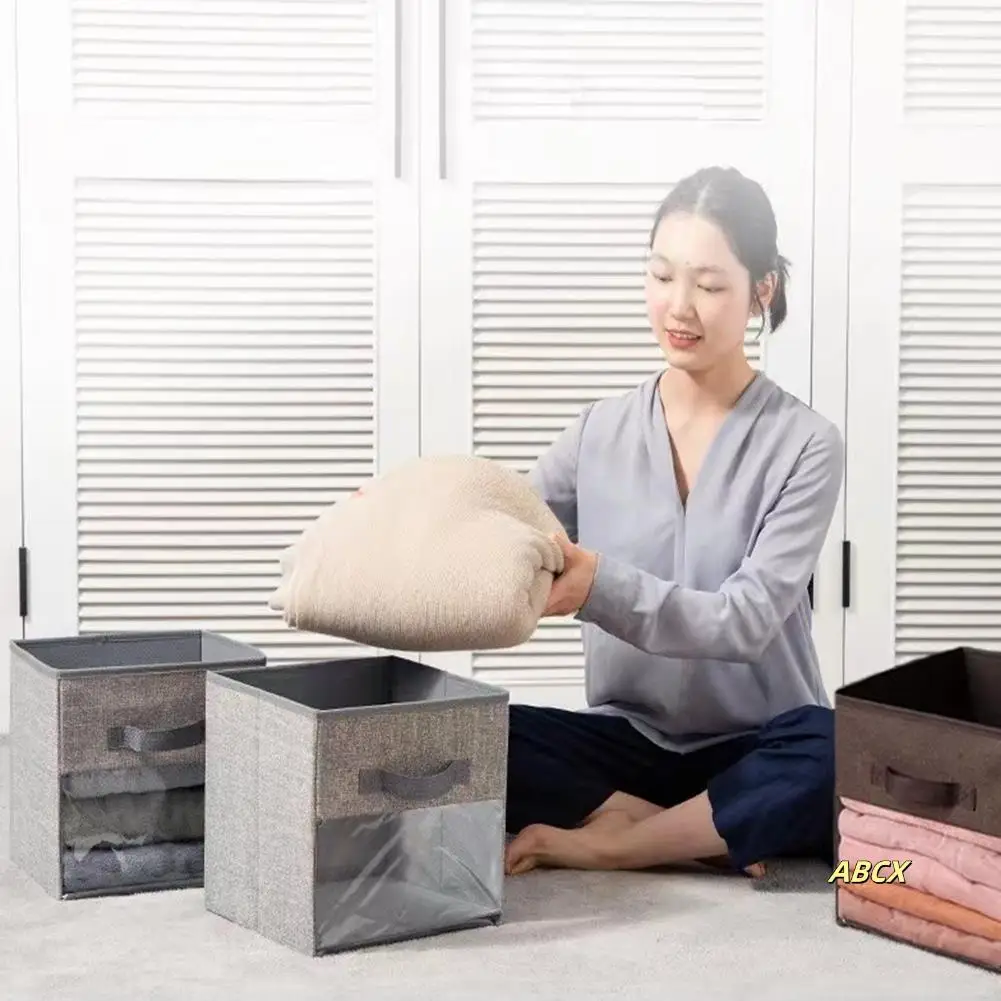 

Fabric Cube Storage Box Transparent Storage Box For Closet Foldable Storage Box