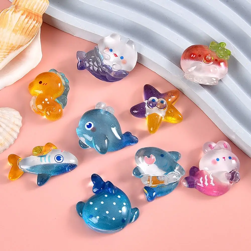 10Pcs Resin DIY Resin Accessories Flat Back Ocean Series Jewelry Craft Random Style DIY Ocean Organism Ornaments