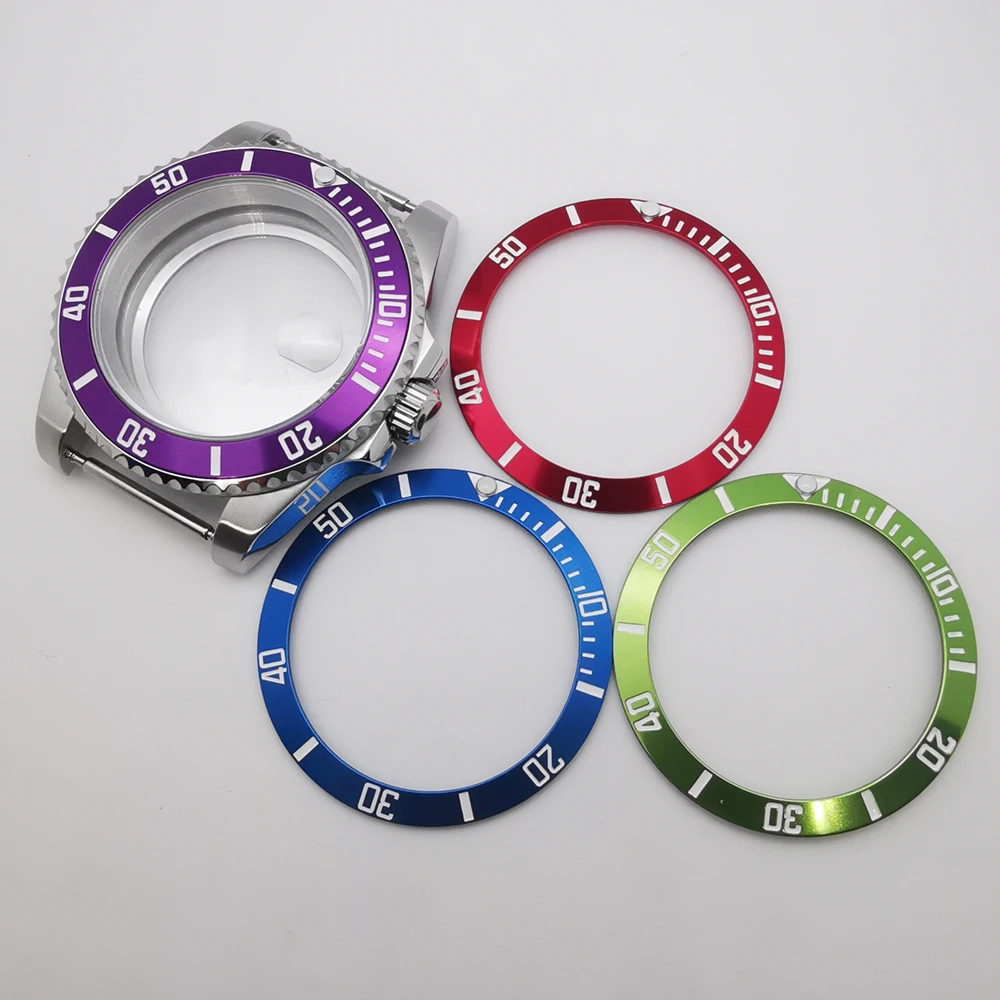 

40mm aluminum bezel sapphire glass watch case fit nh35 nh34 nh36 miyota8215 DG2813/3804 ETA2824 PT5000 movement