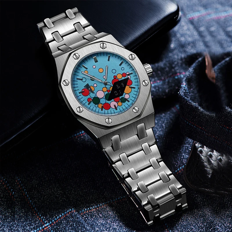 

PINTIME Мужские часы Манга Element Design Светящаяся водонепроницаемая функция Модные и повседневные мужские кварцевые часы в нишевом стиле