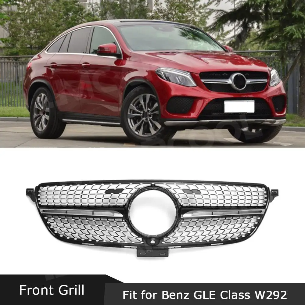 

ABS Black/Silver Car Accessorise Front Bumper Lip Grill For Mercedes Benz GLE Class C292 W292 Coupe 2015-2019