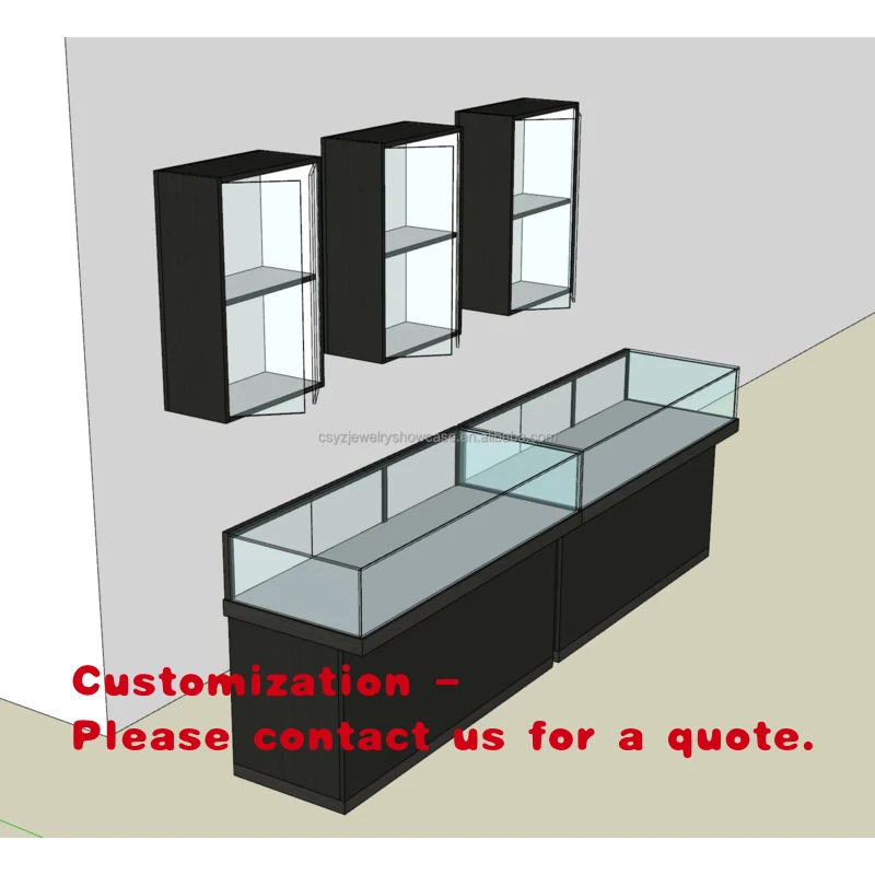 

Современная роскошная витрина для ювелирных изделий с LED-подсветкой, усиленная конструкция, плавающая полка, зеркальная задняя панель из закаленного стекла, металл, МДФ