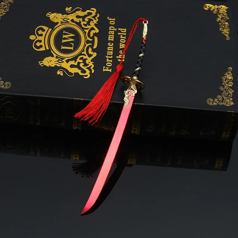 Armas de Metal Naraka Bladepoint de 22cm/8,66 pulgadas, Yin Yang, sombra roja, hoja de demonio, modelos de aleación, juguetes, adornos de cuchillos, periféricos de juego