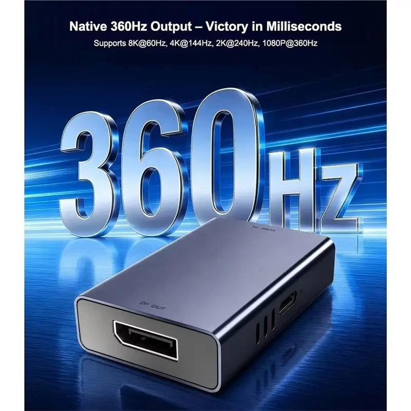 A53M-Active -Compatible To DP Converter 8K 60Hz, 4K 144Hz 1080P 360Hz, USB-C Powered, G-Sync VRR, For PS5 PC Monitor