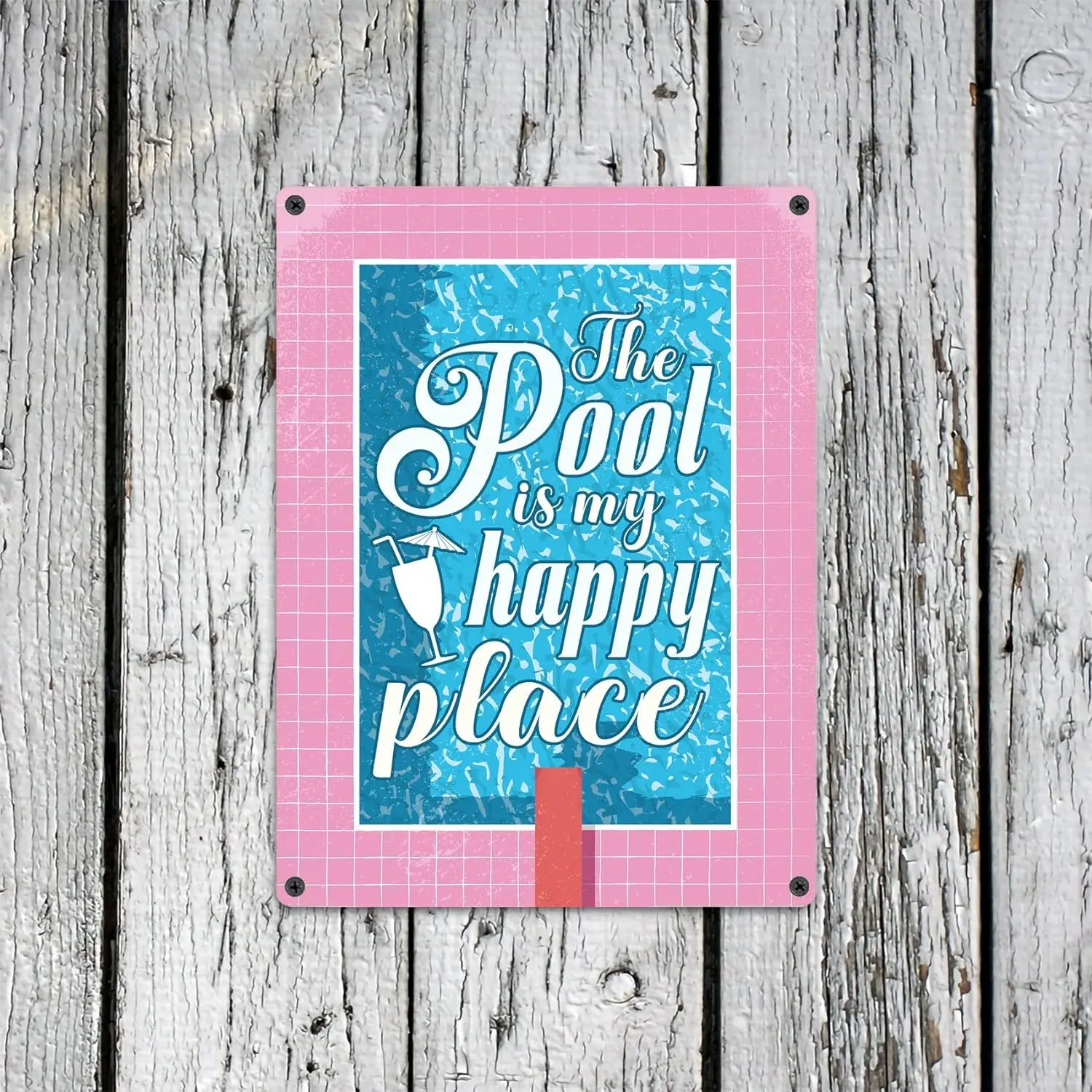 Vintage Metal Tin Sign Funny Rustic Garage Signs Bathroom Bar Garden Retro Wall Decor Metal Sign The Pool is My Happy