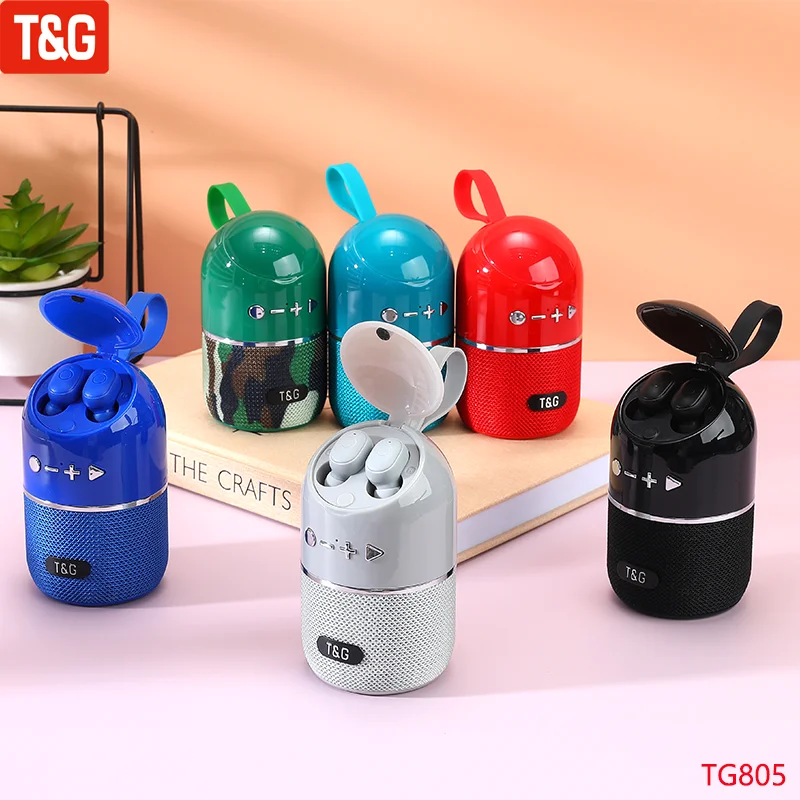 

T&G TG805 Mini Wireless Bluetooth Speaker Wireless Earphone Two-in-One TWS Subwoofer Stereo Hands-Free Multi-Function TF Card FM