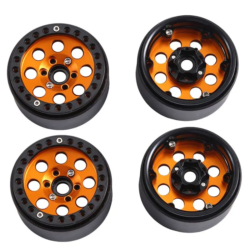 

L81A 2025-4PCS 1.9 Металлический обод ступицы колеса с 8 круглыми отверстиями для 1/10 RC Crawler Axial SCX10 90046 AXI03007 TRX4 Redcat D90, золотой