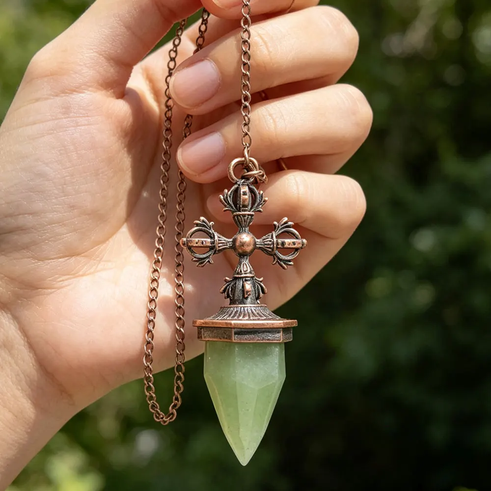 Cross Charm Rock Crystal Pendulum for Divination Dowsing Amethysts Tiger Eye Green Aventurine Healing Pink Quartz Pendulo X444 view 2