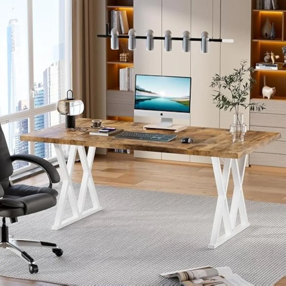 71" Executive Desk, Large Computer Office Desk Workstation, Modern Simple Style Laptop Desk, Dining Room Table