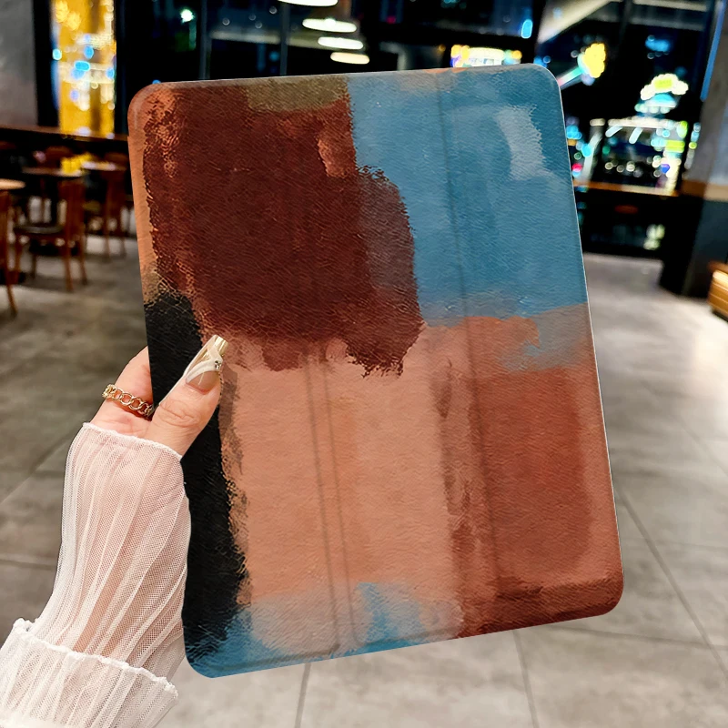 Amber check pattern TABLET CASE FOR iPad pro 10/11-Inch 2020/6th/7th /8th /Air 3rd/Air 4th/9th gen/Air 5th Gen 2022/Air 11Anti-d