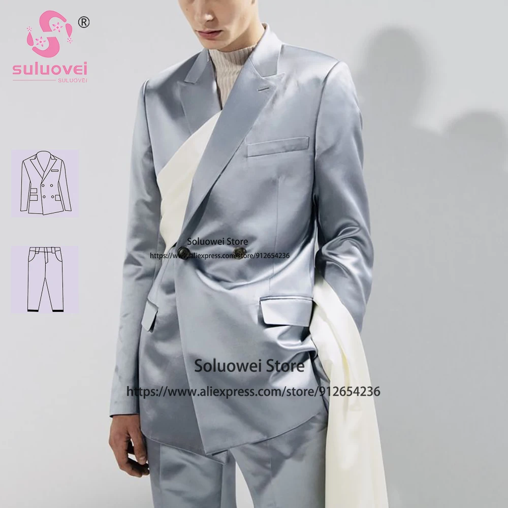 

New Style Suit For Men Elegant Slim Fit 2 Piece Pants Set Formal Groom Wedding Prom Peaked Lapel Tuxedo Traje De Hombre Elegante