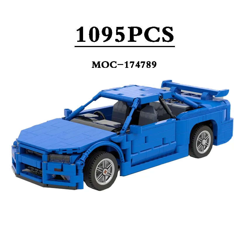 

Building Blocks MOC-174789 Classic Car R34 (1:15) Black Racing Stitching Model 1095PCS Kids Puzzle Boy DIY Christmas Gift