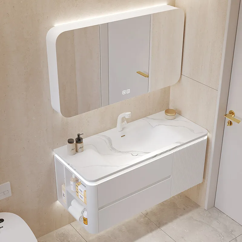 

Slate hot bending integrated basin, bathroom cabinet combination, seamless oak paint washbasin, hand washbasin