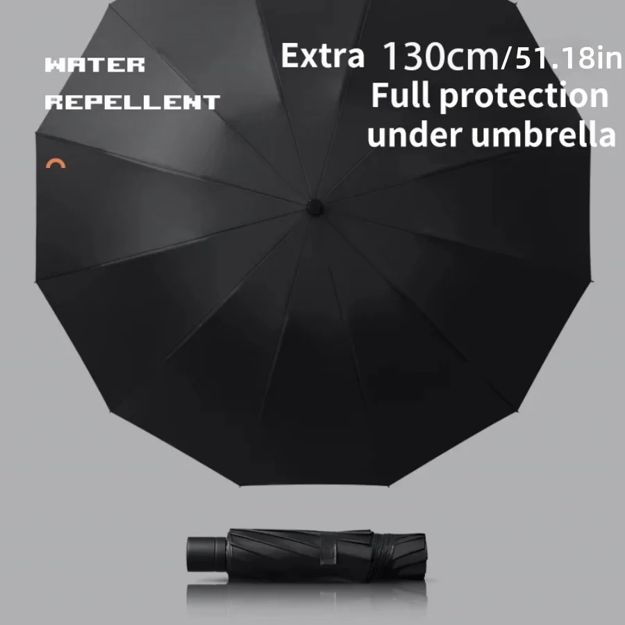 130 cm/51,18 Zoll hochwertiger Zehn-Knochen-Regenschirm, verstärkter Regenschirmrahmen, stark wasserdicht, winddicht, manueller großer Regenschirm