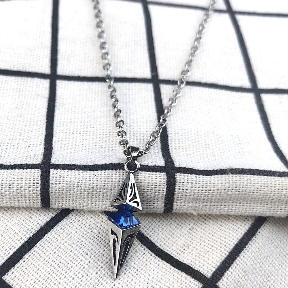 أنيقة القلائد الحجر الأزرق الفولاذ المقاوم للصدأ هندسية قلادة طوق عيد الحب حفلة عيد ميلاد هدية الذكرى السنوية للأصدقاء Lo #3