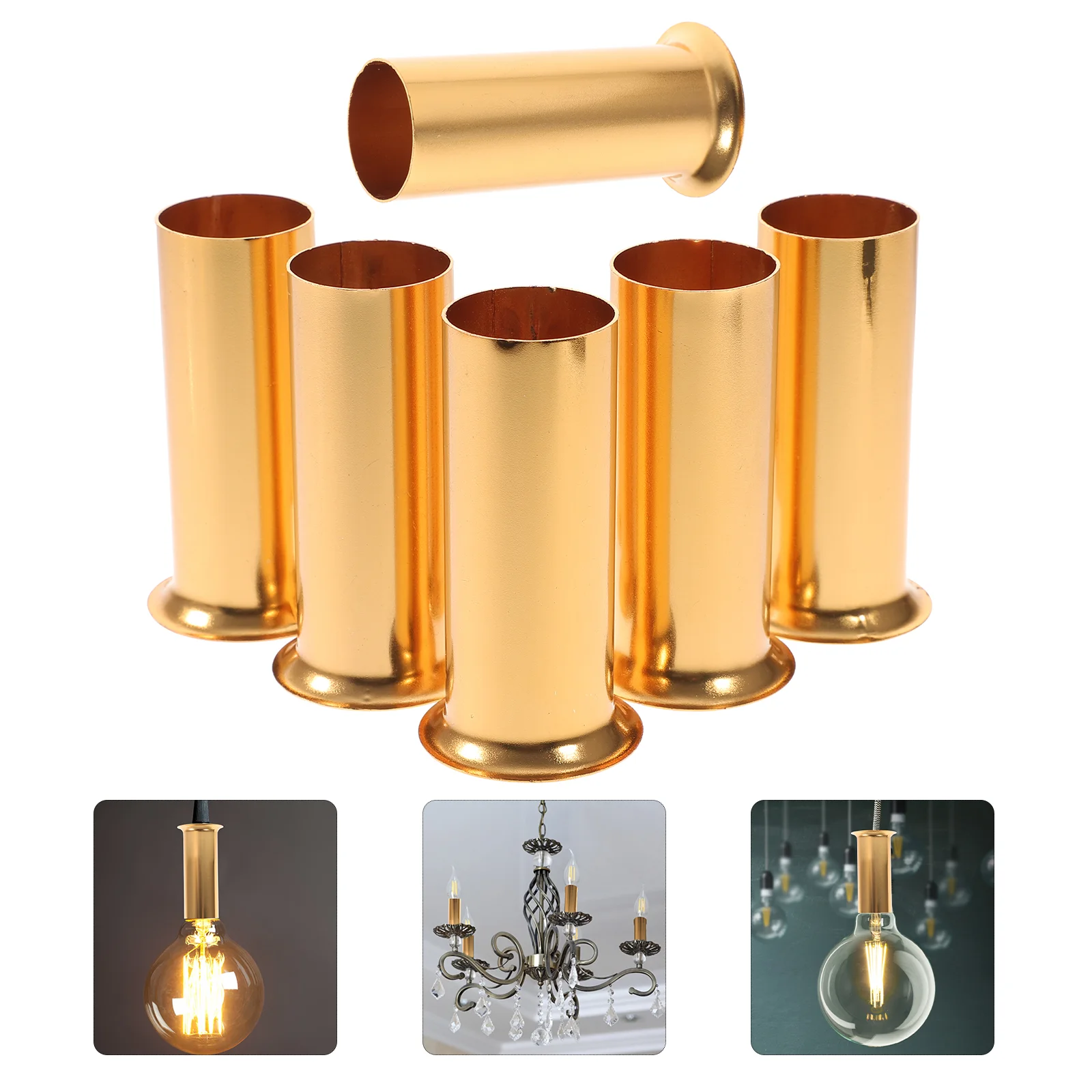 6 Pcs Crystal Chandeliers Light Tube Covers Flanging Sleeves Metal Base Accessories Fixture Candlestick