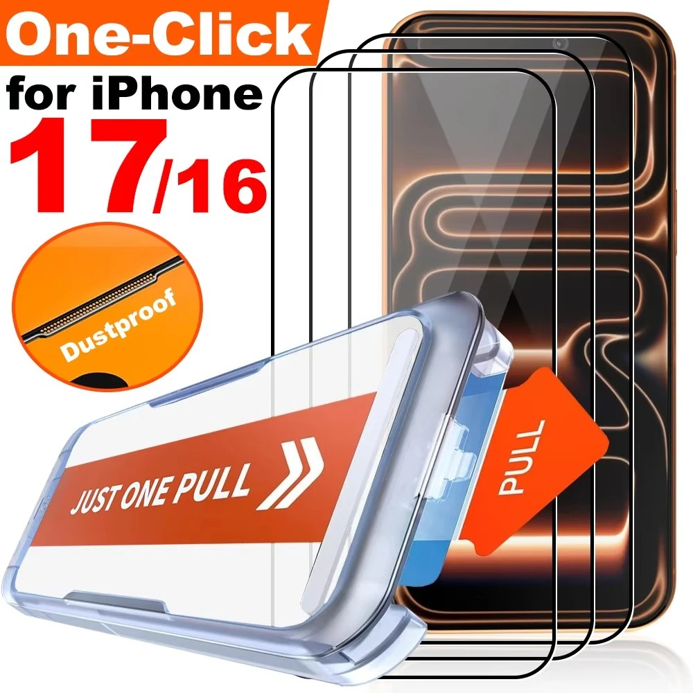 

1-3 шт. Защитная пленка из закаленного стекла для iPhone 17 Pro Max, 17 Air, 16 Pro Max Plus, без пыли при установке, с защитой от царапин, HD-защита экрана