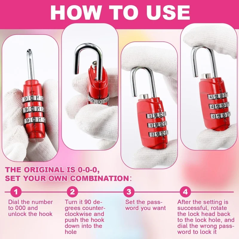 قفل مجمع ملون مكون من 3 أرقام، أقفال أمتعة برمز قابلة لإعادة الضبط، قفل بكلمة مرور مضاد للسرقة للسفر، حقيبة الظهر، الخزانة، صالة الألعاب الرياضية، الخيمة #6